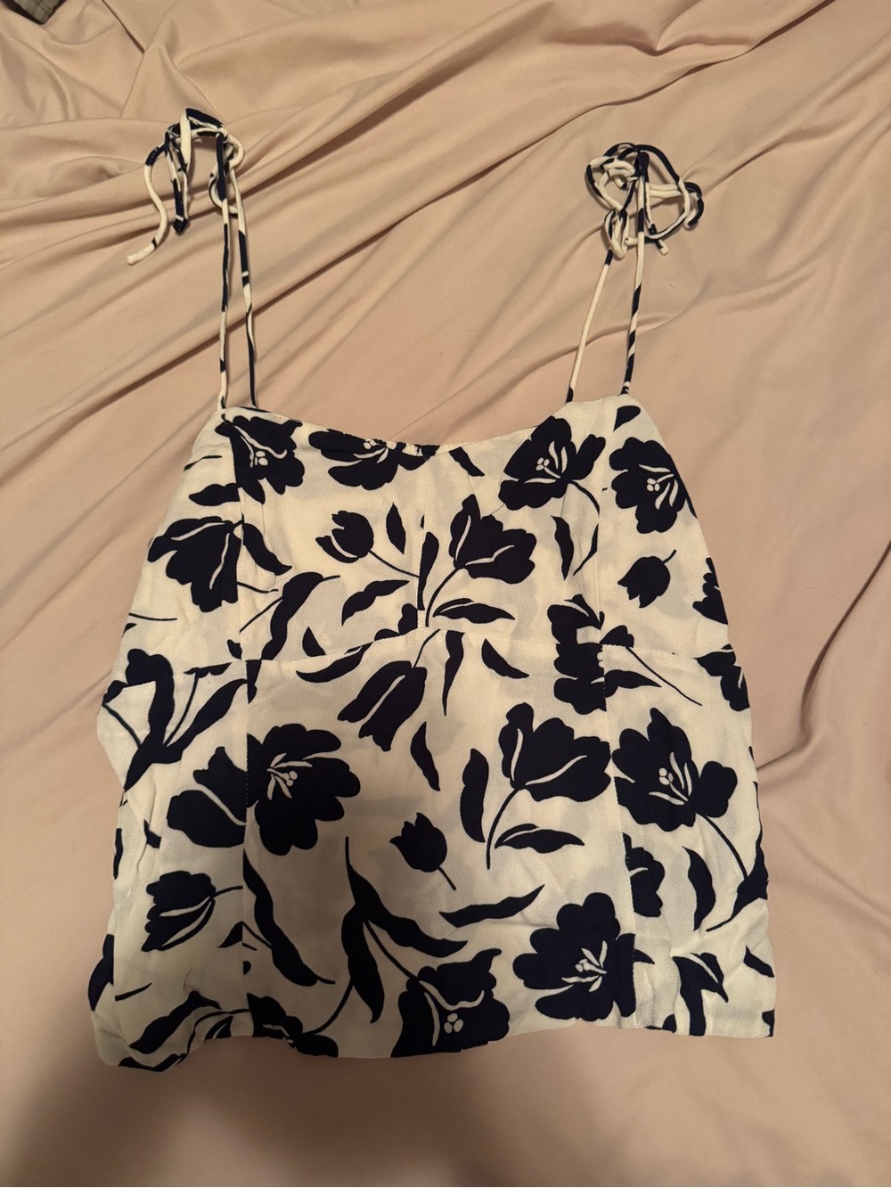White Floral Tie-Shoulder Top
